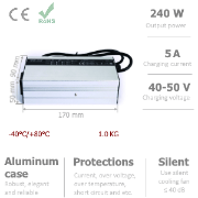 Зарядное устройство 36В 5A для аккумуляторов Li-ION / LiFePO4 / Lead Acid
