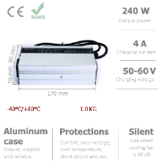 Зарядное устройство 48В 4A для аккумуляторов Li-ION / LiFePO4 / Lead Acid